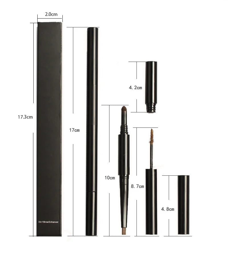 Brows Pencil with Powder and Brush Three-in-one Multi-functional Brow Highlighter Pencil Customized Eye Makeup Eyebrow Pencil