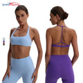 Summer Breathable Women's Sports Bra Top Sexy T-shaped Back High Impact Longline Workout Yoga Bra