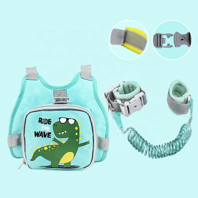 Durable 2.5m Length Steel Spring Leash Children Anti Lost Wrist Link Kid Walking Safety Harnesses with Storage Bag MegaBDM