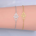 Cheap Wholesale Amulet Jewelry Silver/gold Plated High Polish Stainless Steel Hamsa Hand Evil Eye Charm Trendy Bracelet Men