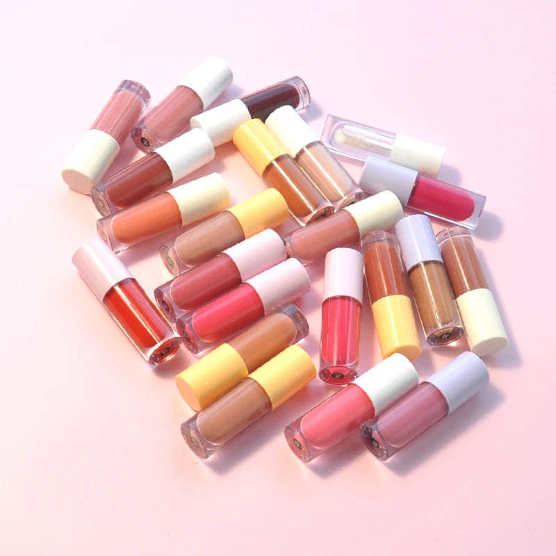 Wholesale Waterproof pink  Glitter Lipgloss Tubes Custom Brand Empty clear Private Label Vegan Glossy Lipgloss