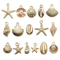 Mixed 16 KC Gold Shell Starfish Conch Sea Alloy Pendant for Diy Jewelry Making Accessories Bracelet Necklace Pendants