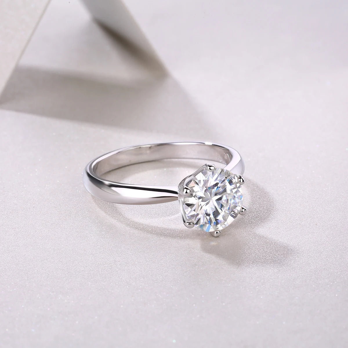 1.0CT 925 Sterling Silver Engagement Rings Round Cut Solitaire Moissanite Wedding Promise Rings   Wedding Bands for Women