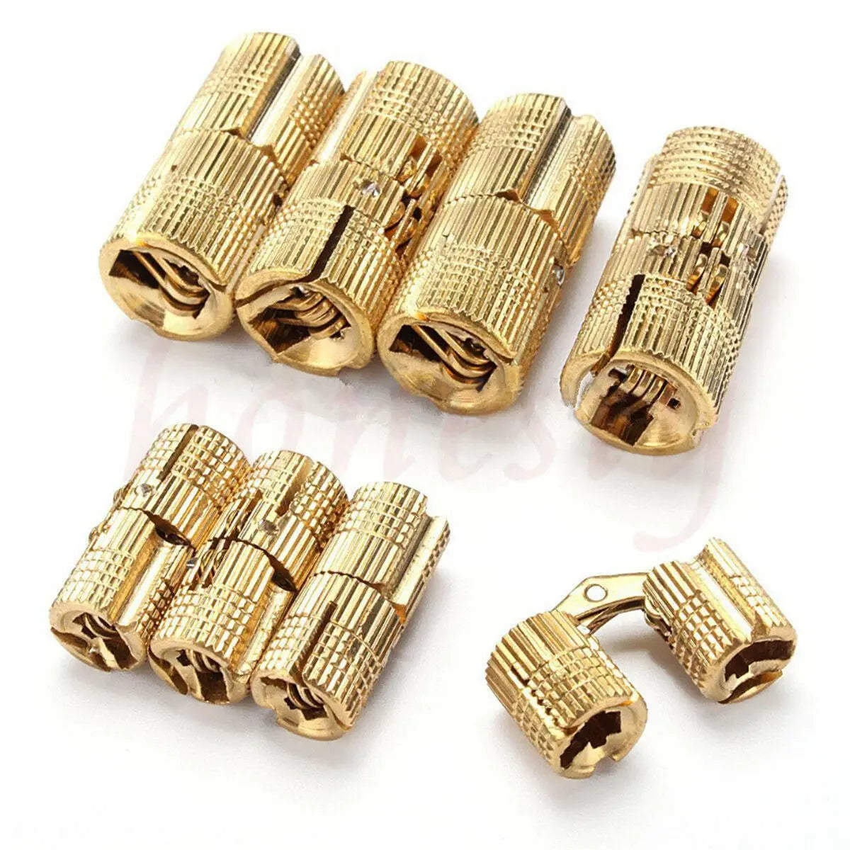 8/10/12mm Brass Barrel Hinge Gold Furniture Hardware for Cabinet Door Caravan Worktops 180 Degree