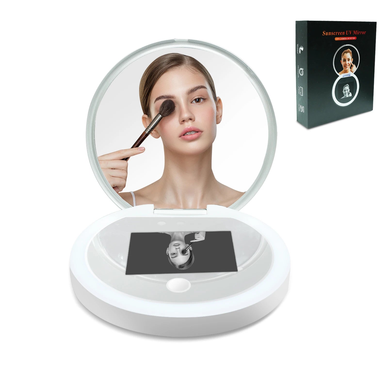 Sunscreen Skin Care Detection Camera with LED Light Handheld Smart UV Camera Makeup Hand Mirror