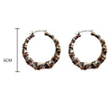Elegant 6cm Gold Bamboo Joint Leopard Print Hoop Earring Unique Design Fine Jewelry for Party Made of Brass