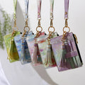 Multi Colors Pu Leather Tassel Bangle Keychain Fashion Bag Pendant ID Credit Cards Holder Coin Wallet Key Chain