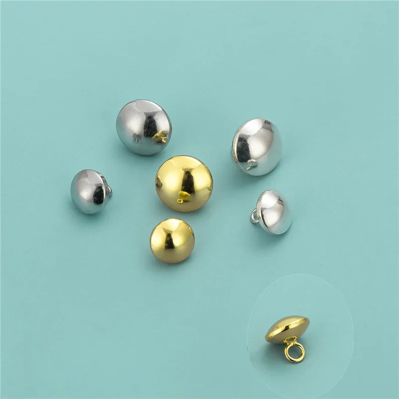 7.2mm 9.2mm Smooth Round Button Solid 925 Sterling Silver Saucer Shaped Buttons for Bracelet Necklace Jewelry Making Finding