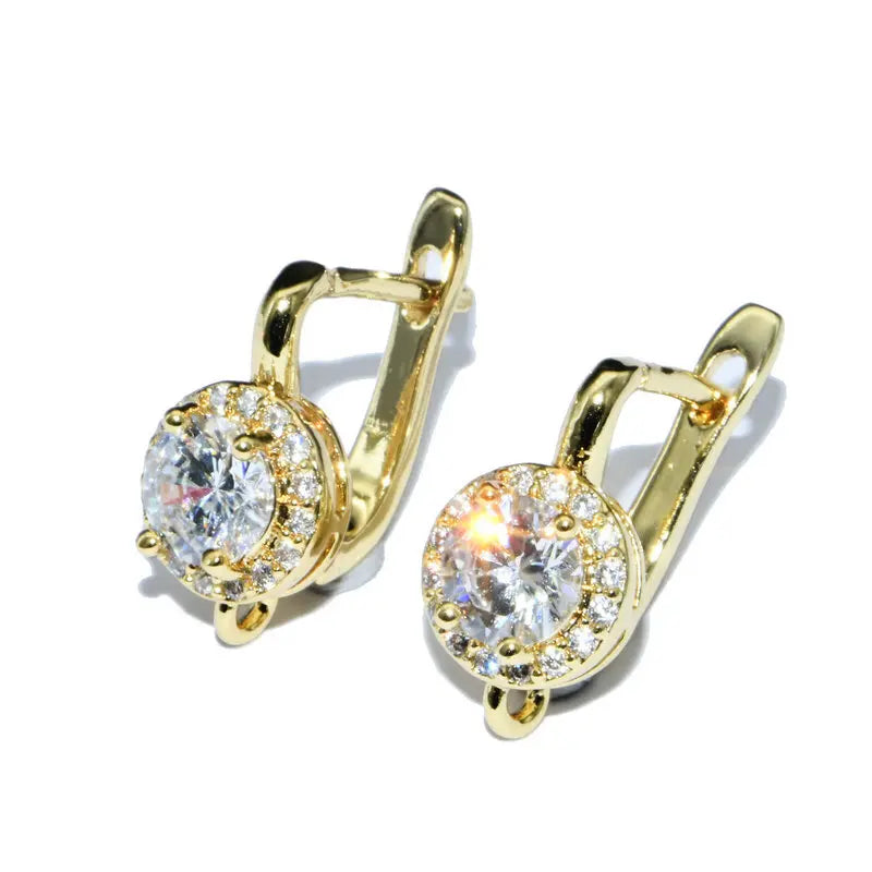 New Arrival DIY Gold Plated CZ Pave Hoop Accessories Hook Earrings Men Women Gift Jewelry Making Supplies