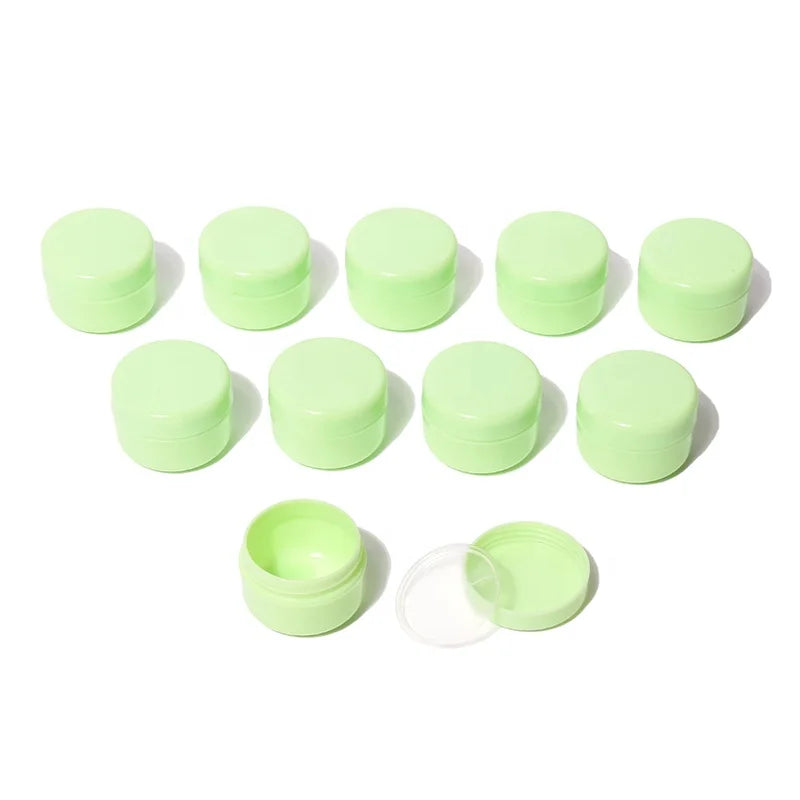 10g Green Screw-Top Plastic Jar Multi-Purpose Reusable for Eye Cream & Face Cream Travel Packing Plastic Jars