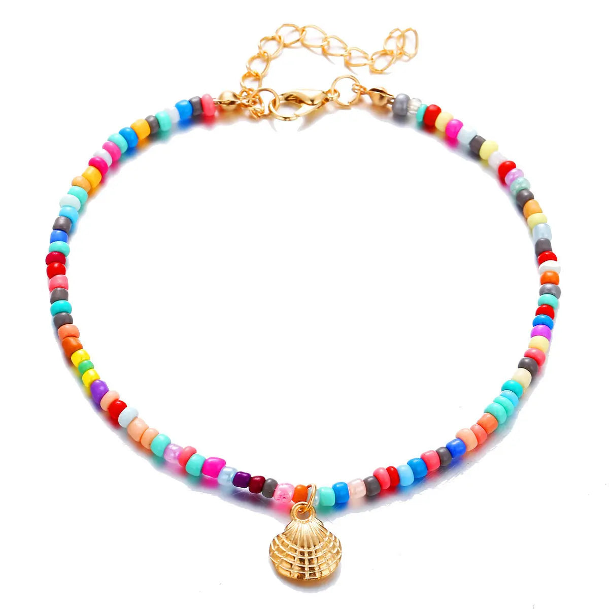18K Gold Plated Zinc Alloy Body Jewelry Fashion Design Bohemia Colorful Beads Anklet for Girls for Parties