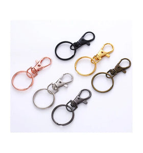 Gold Silver Black Brass Swivel Lanyard Snap Hook Swivel Lobster Claw Clasp With 25mm Split Key Ring for DIY Crafts