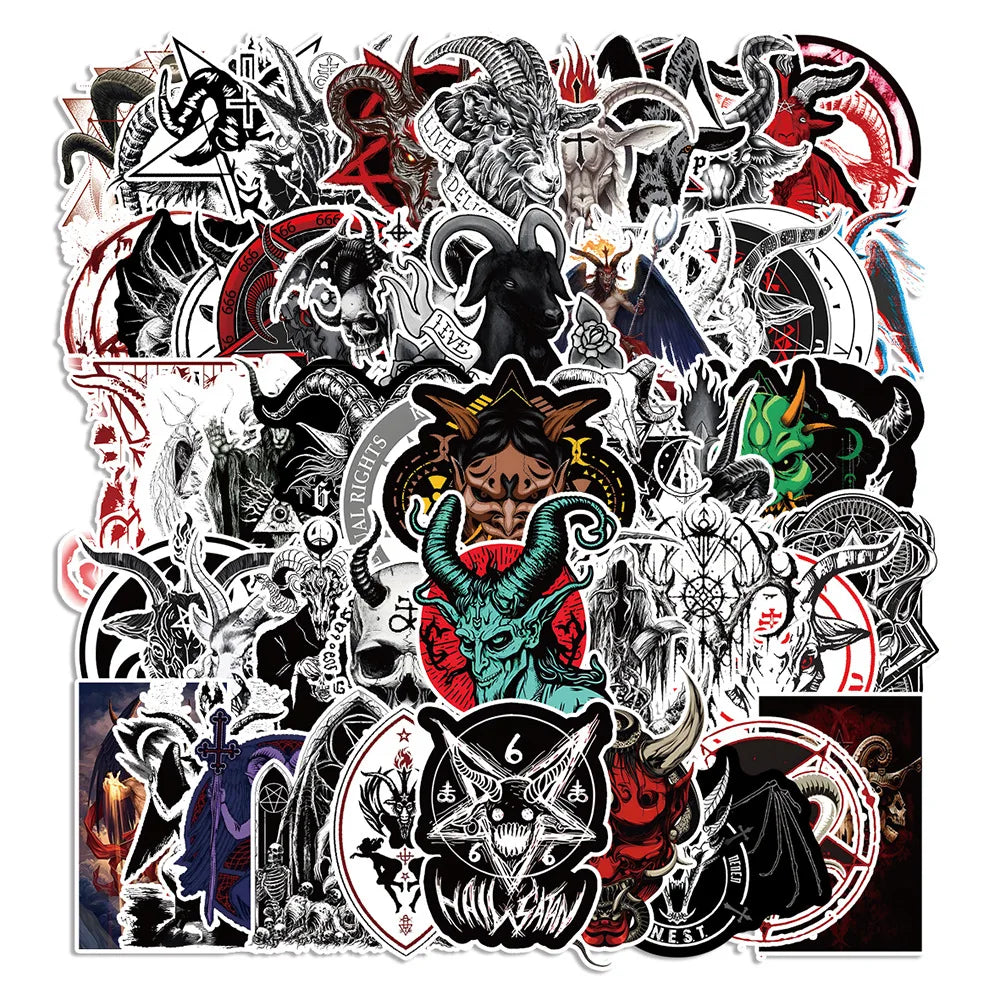 50Pcs Fashion Devil Satan Totem Logo Graffiti Stickers for Phone Luggage Vinyl Gothic Goat Evil Decor Sticker