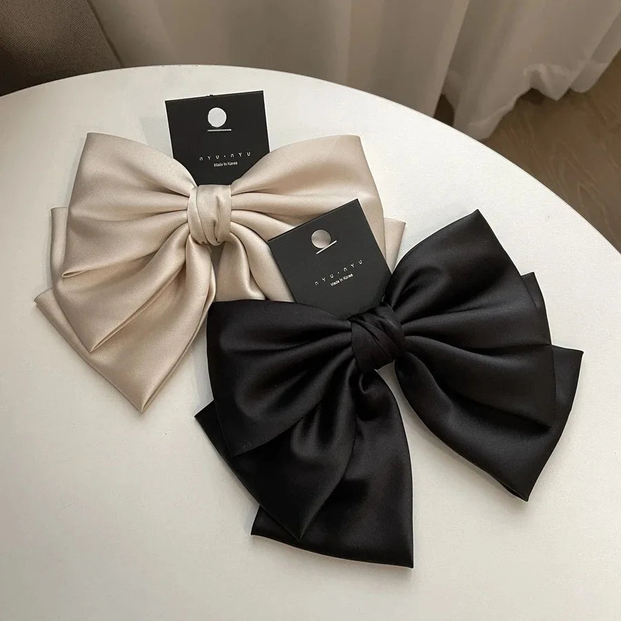 IVANHOE Wholesale Hair Accessories for Women's Satin Black Spring Hair Clips and Ribbons Luxurious Headwear for Girls