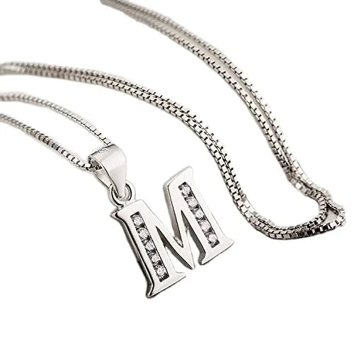 2025 Fashion Trend Pendant Necklace Silver Cubic Zirconium 26 Letter Jewelry Women's Jewelry