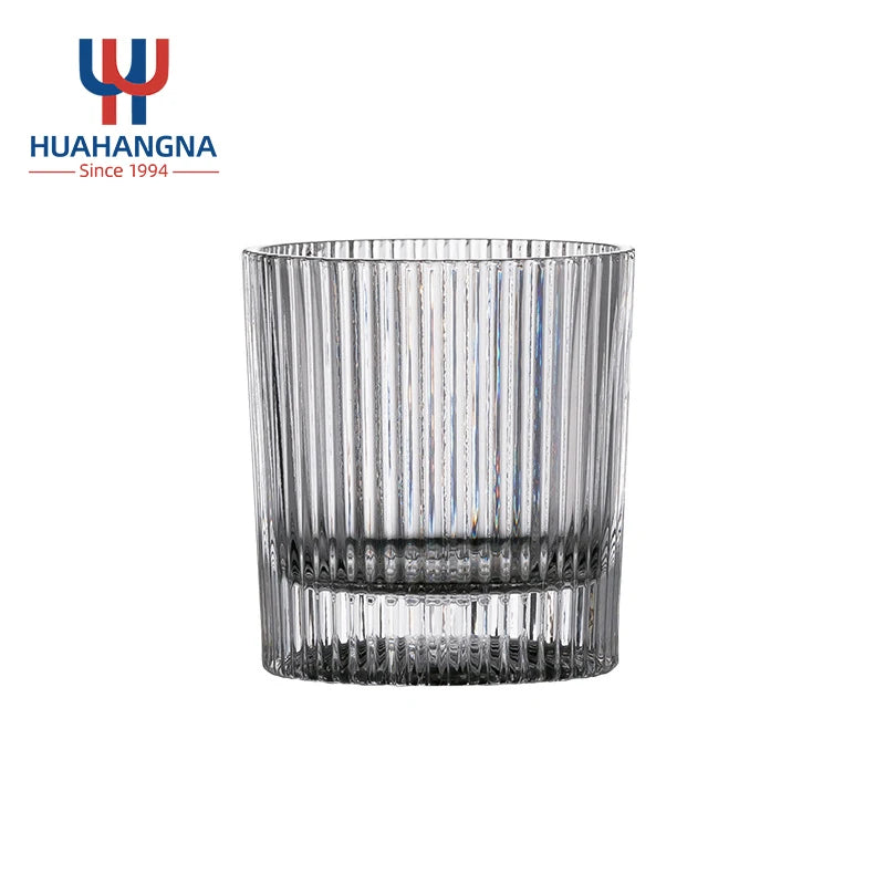 In Stock 318ml Lead-Free Transparent Crystal Clear Ripple Whisky Glasses with Heavy Base Carton Packed for Vodka Scotch