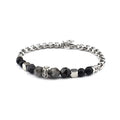 Sliced Tiger Eye Stone Stainless Chain Zircon Beaded Natural Stone Bracelet ST231