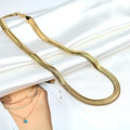 Fashion 8MM Herringbone Chain Tarnish Resistant Stainless Steel Necklace 18k Gold Plated Chunky Flat Snake Chain Necklace