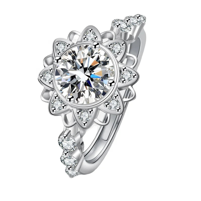 S925 Sterling Silver D Color Moissanite Snowflake Ring Luxury Engagement Gift for Everyday Wear or Anniversaries