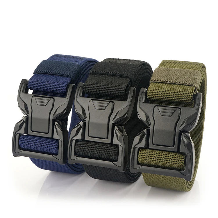 Double Loop Quick Release Tactical Belt Solid Color Nylon Men's Casual Outer Belt With logo Work Stretch Nylon Web Belt for Men