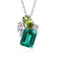 Daidan Emerald Green Gem Jewelry Women Leaf Zircon 925 Sterling Silver Necklaces