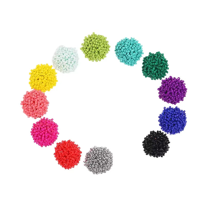 Handmade Boho Geometric Dome Earrings with Colorful Seed Bead Connector Wholesale Ladies' Jewelry for Weddings and Gifts
