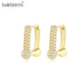 LUOTEEMI Trendy Hoop Huggies Zirconia Fashion Lady Woman Huggie Clip on Earing Geometric Earrings