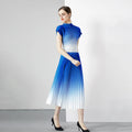 Wholesale Casual Style Summer Fashion Ruched Chiffon Natural Waist Digital Printed Pleated Skirt Women Dress