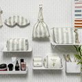 BSCI New Design Zipper Closure Type Eco Friendly Natural Cloth Bamboo Fabric Green Striped Makeup Cosmetic Bag