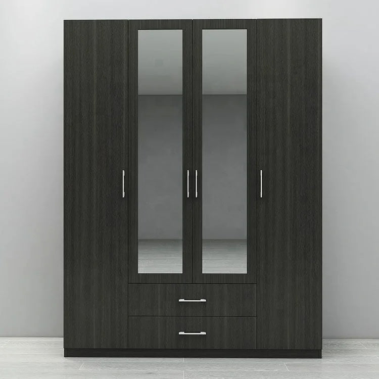 Factory Supply Professional Wardrobes Bedroom Closet Modern Design Black Wardrobes With Mirror and Drawers