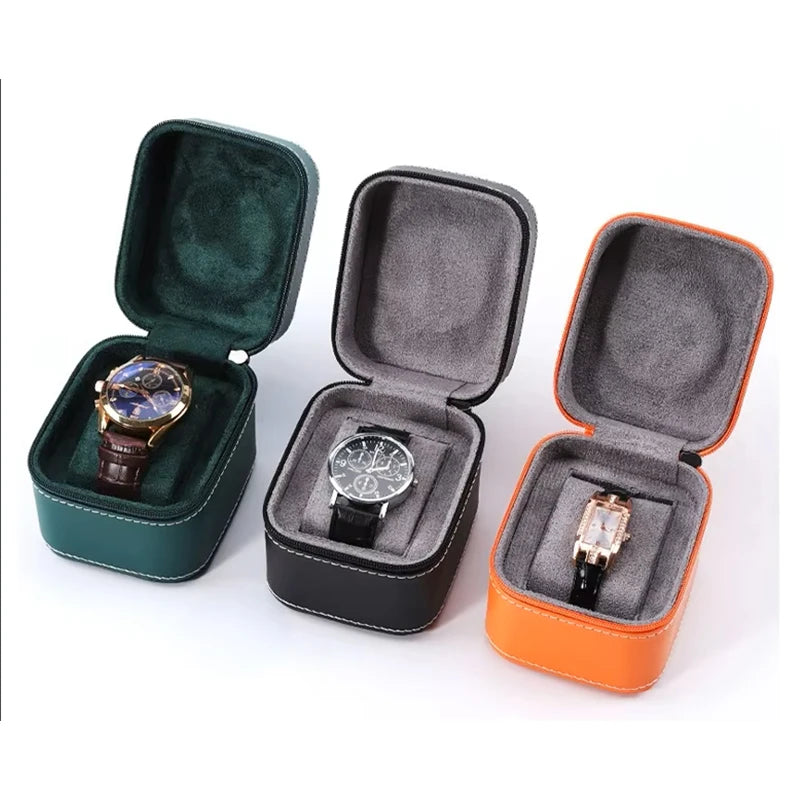 Premium Leather Water Resistant Single Slot Square Shape Watch Box Men's Birthday & Father's Day Gift Packaging Case