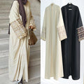 Elegant Embroidered Modest Open Abaya Robe for Muslim Women Cotton Linen Cardigan Abaya Dubai