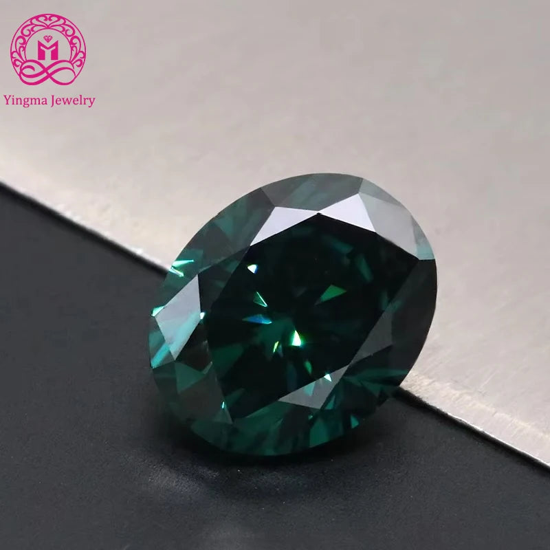 Customized Synthetic Gemstone Loose Moissanite Stone Oval Cut Dark Green Moissanite Loose  for Jewelry Making