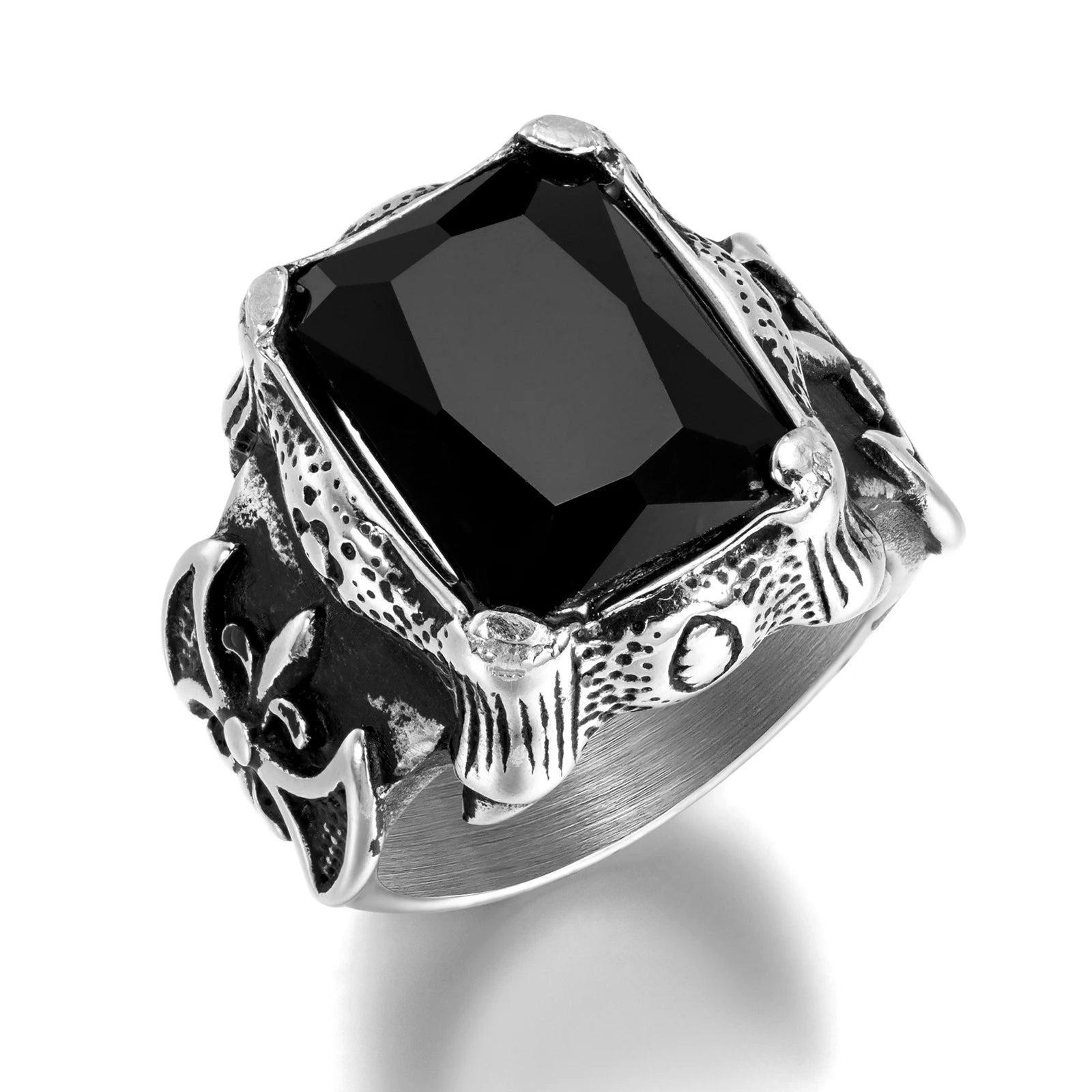 Fashion Trend Personality Creative Punk Black Onyx Ring Viking Stainless Steel Ring