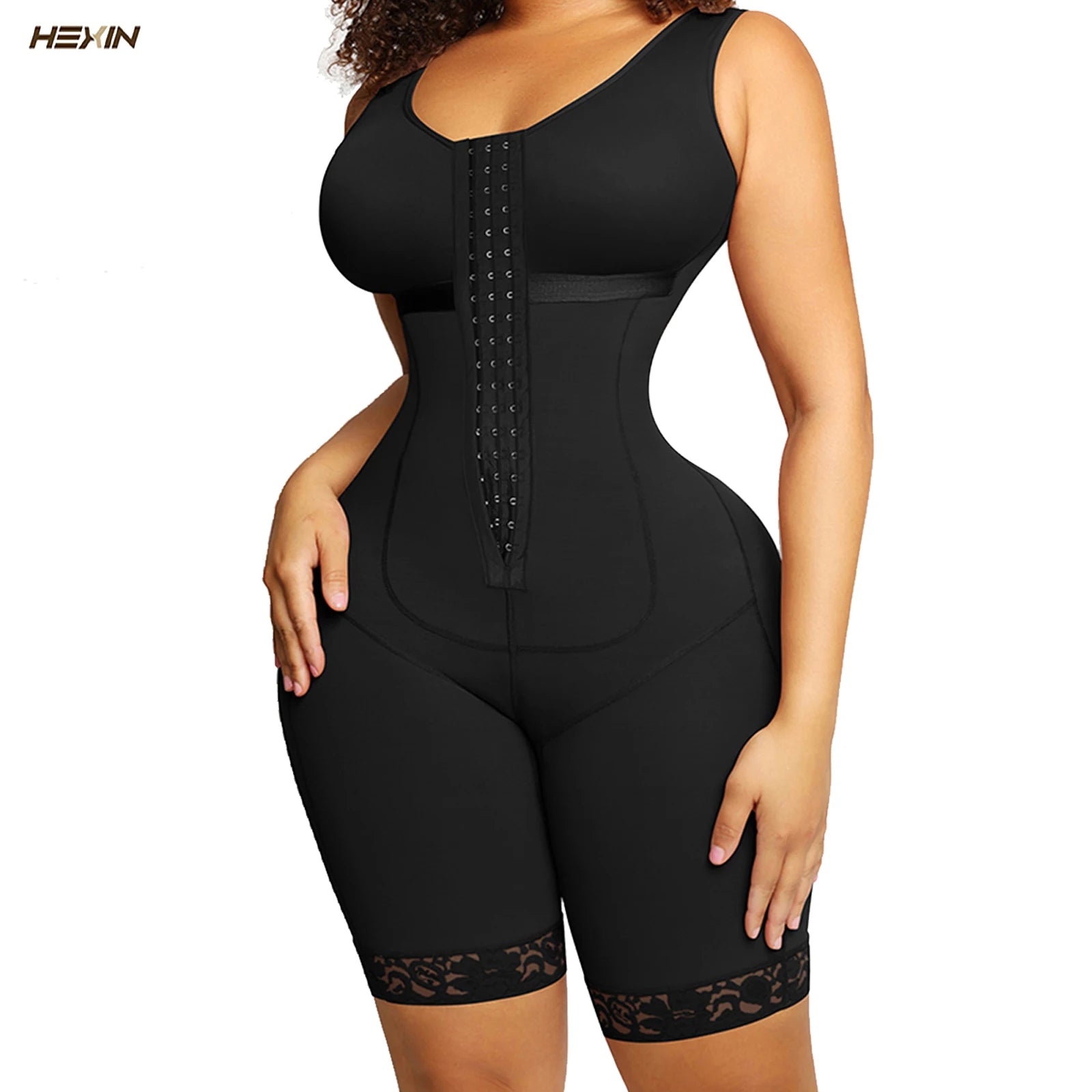 Hexin Women's Full Body Shaper Jumpsuit Big Size Firm Compression Tummy Control Breathable Shapewear for Loose Weight Light