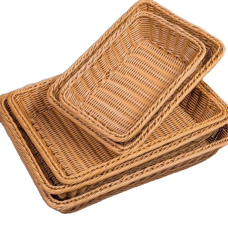 Wholesale Handmade square Weaving Fruit Shopstorage PP Baskets