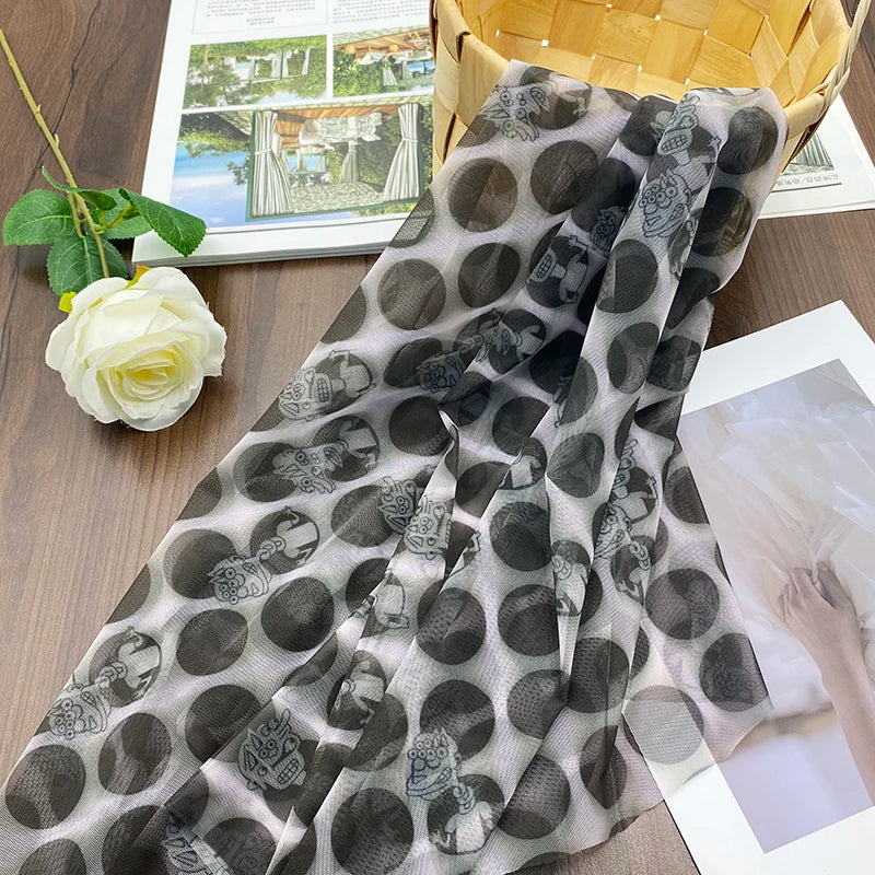 Wholesale Custom 59" 100% Nylon Printed Transparent Mesh Fabric Soft Stabiliser Tulle Dress Knitted Pattern Girls Sample Stock