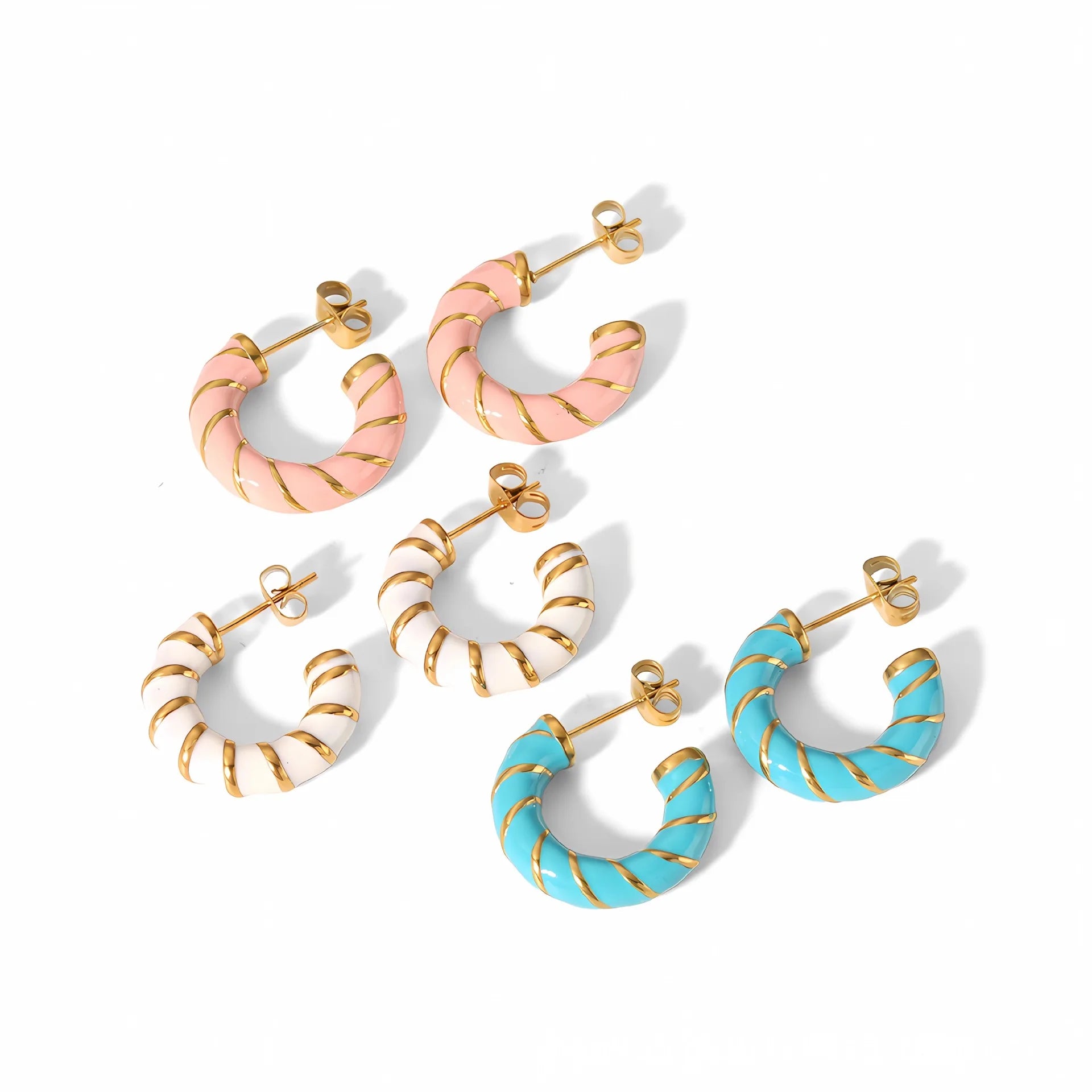 Yiwu DAICY Colorful 18k Gold Cute Candy Curved Titanium Steel Earrings Dainty Ladies Earrings Jewelry for Girl
