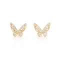 LOZRUNVE 925 Sterling Silver Pave CZ Diamond Tiny Butterfly Stud Earring for Girl Women