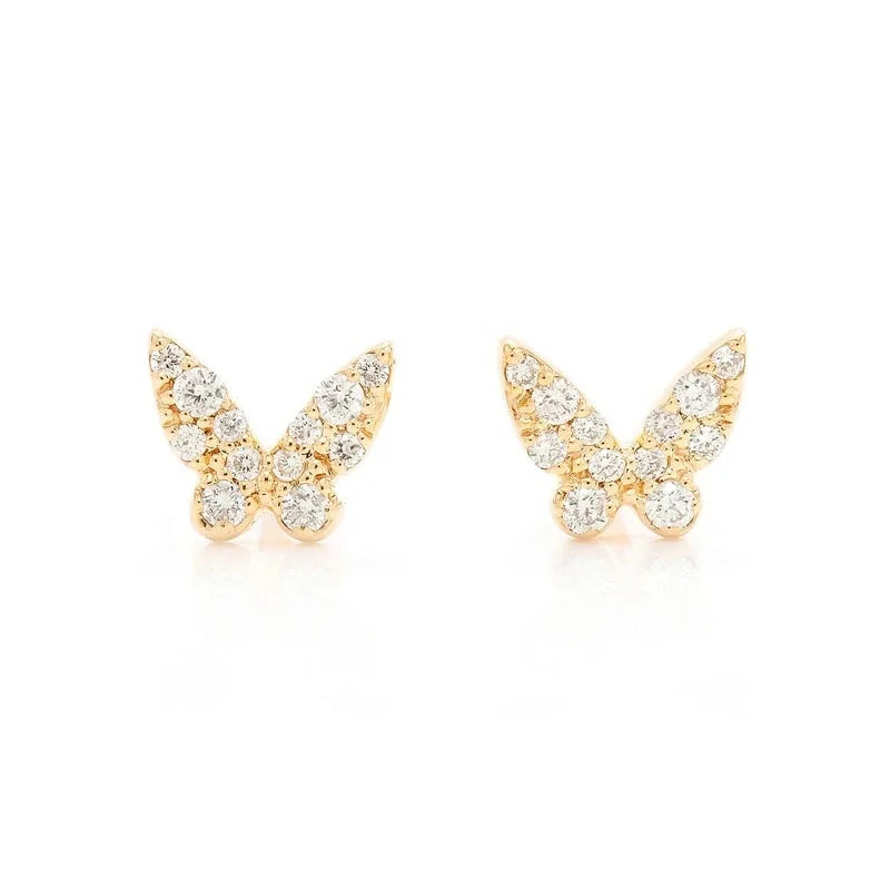 LOZRUNVE 925 Sterling Silver Pave CZ Diamond Tiny Butterfly Stud Earring for Girl Women
