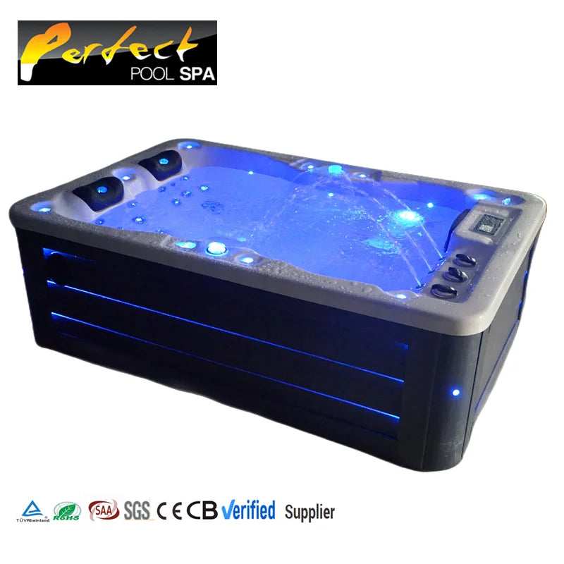 2 Person Dealer Price 1722 Dollars 25 Pcs Jets 1pc LED Waterfall 2 Pcs LED Cup Set Hot Tub air China Spa Pool Bathtubs With Seat