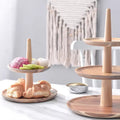 Solid Wood Eco-Friendly Round Three-layer Dessert Stand Fruit Platter Cake Display Plate