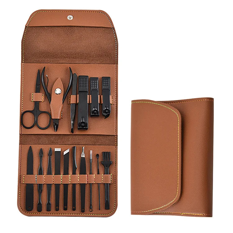 16pcs Hot Selling Black Nail Clipper Nail Salon Tools Manicure Set Pedicure Kit (M003)