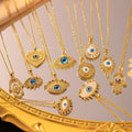 Delicate Design 18K Gold Plated Zircon Evil Eyes Necklace Enamel Round Zircon Eye Pendant Necklace Jewelry