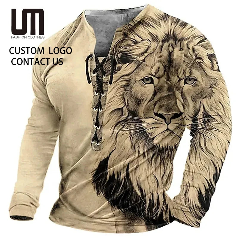 Liu Ming Wholesale Hot Selling New Fashion Men Casual Animal 3d Print Long Sleeve Tops T Shirt