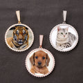 Best Selling Unisex Trendy XL 68mm Geometric Shape Photo Picture Frame Pendant Trays Rhodium Brass Necklaces Zircon Rope Chain