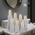 Luxury Frosted Glass Pump Bottle with Gold Plastic Cap for Facial Cleanser Mascara Eye Drop Empty Cosmetic Lotion