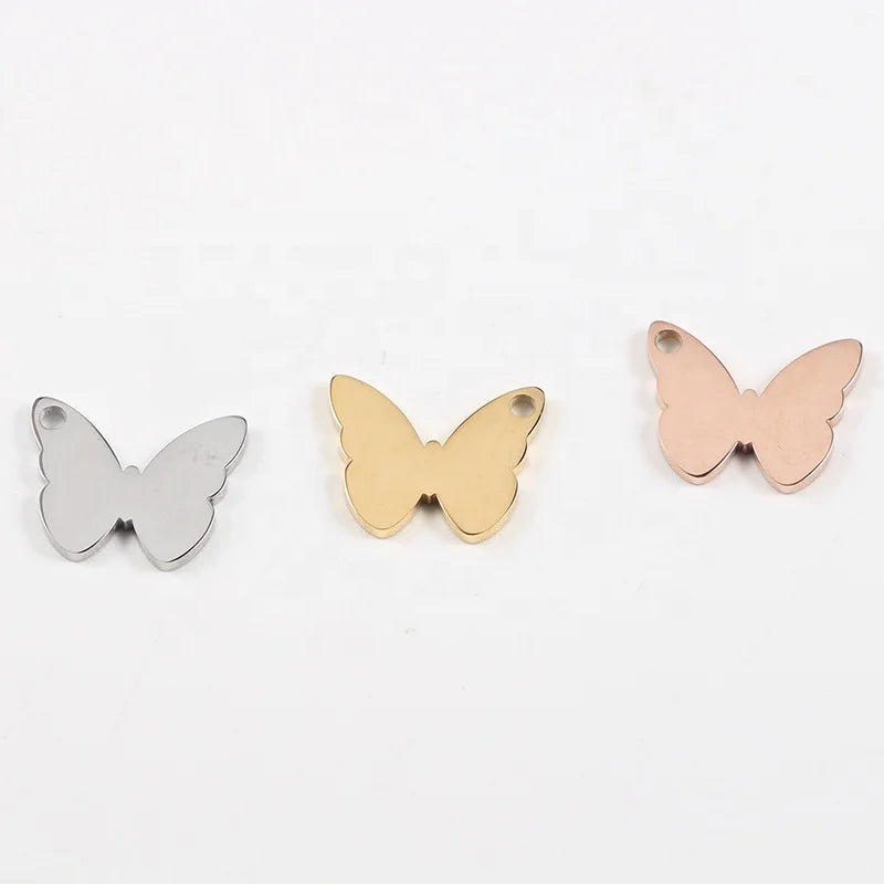 11x14mm Cute Mirror Polished Stainless Steel Jewelry Pendant Butterfly Charms