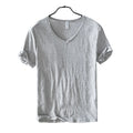 RNSHANGER New Mens T Shirt Casual Pure Color V Neck Short Sleeved Tops Tees Summer Breathable Thin T-Shirts Fitness for Male