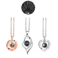 New 304/316L Stainless Steel Rose Gold/Silver Plated Heart Shape Zircon 100 Languages I Love You Projection Charm Link Wedding